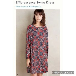 Anthropologie Paper Crown Efflorescence swing dress EUC